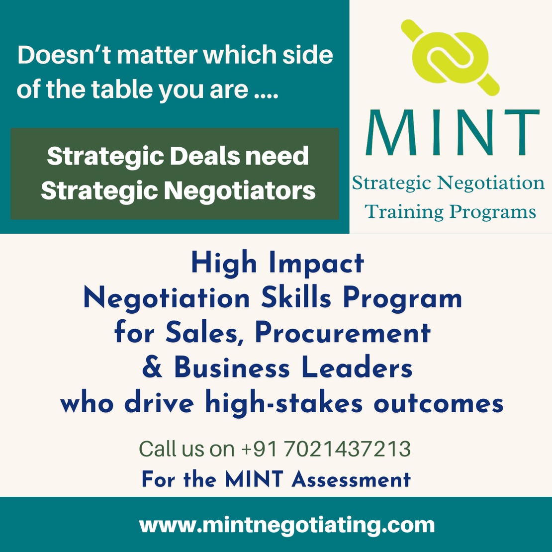 No Matter which side of the table you are - Strategic Deals need Strategic Negotiators